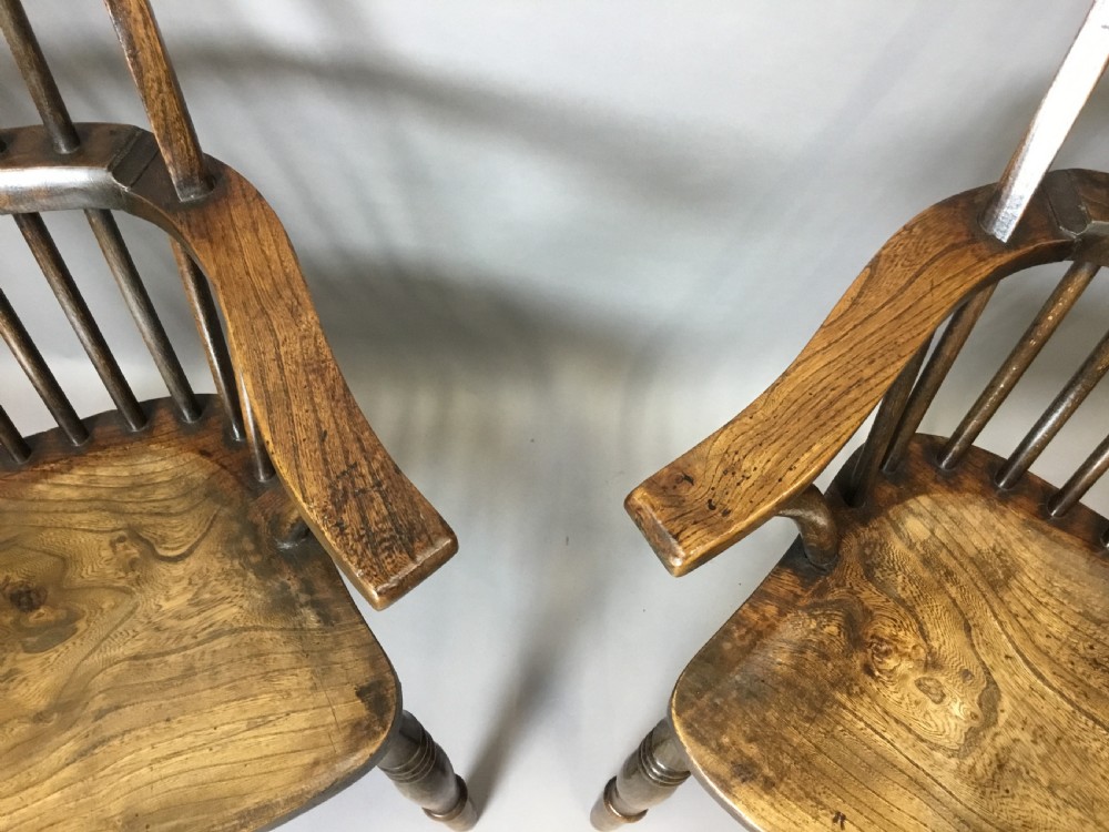 C19th set of 4 ash & elm West Country high back Windsor chairs; with Provenance  View III