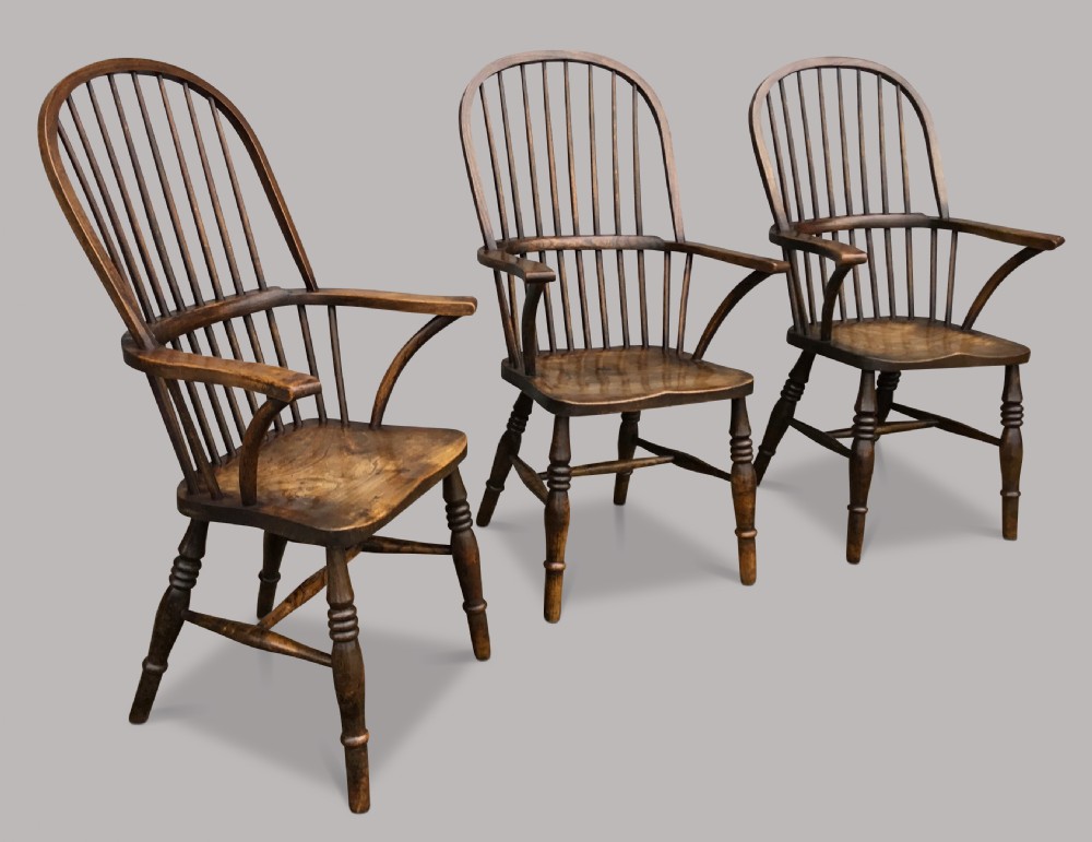 C19th set of 4 ash & elm West Country high back Windsor chairs; with Provenance  View VI