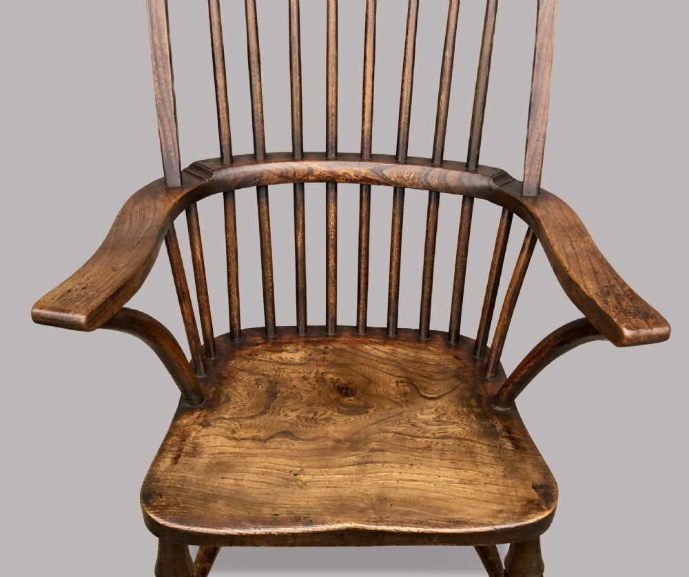C19th set of 4 ash & elm West Country high back Windsor chairs; with Provenance  View X
