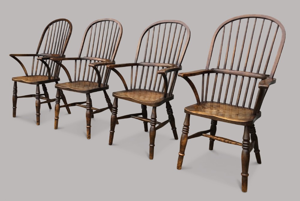 C19th set of 4 ash & elm West Country high back Windsor chairs; with Provenance  View XIV