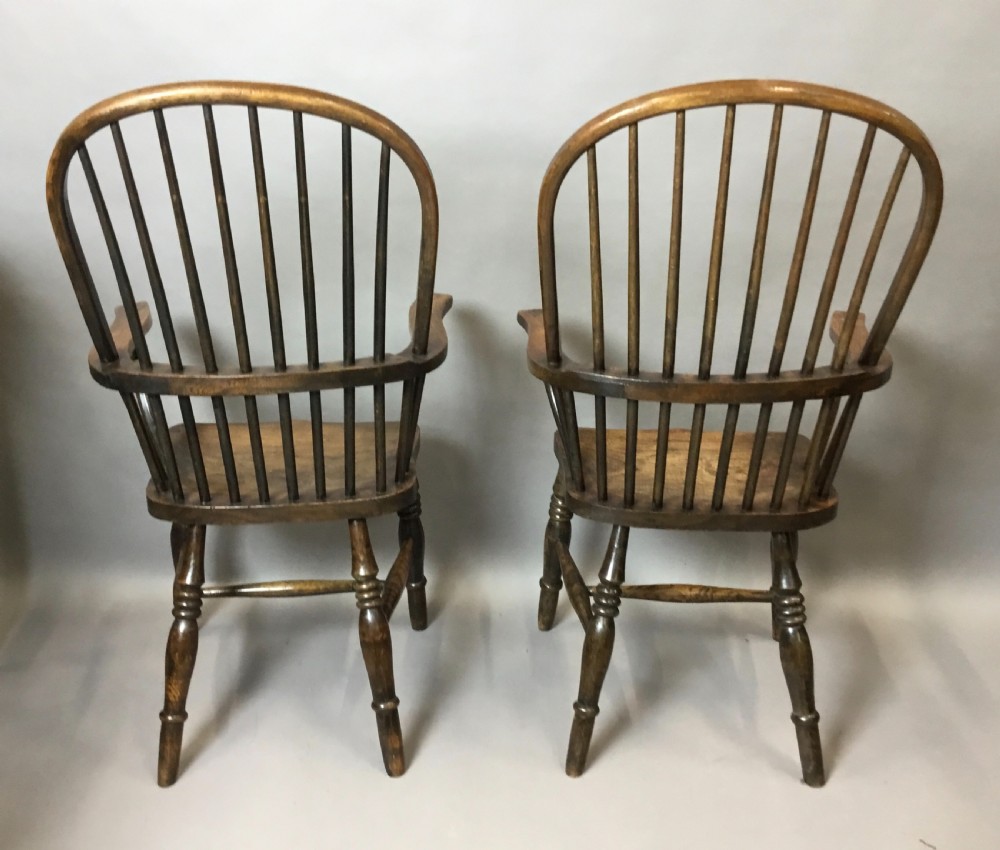 C19th set of 4 ash & elm West Country high back Windsor chairs; with Provenance  View XV