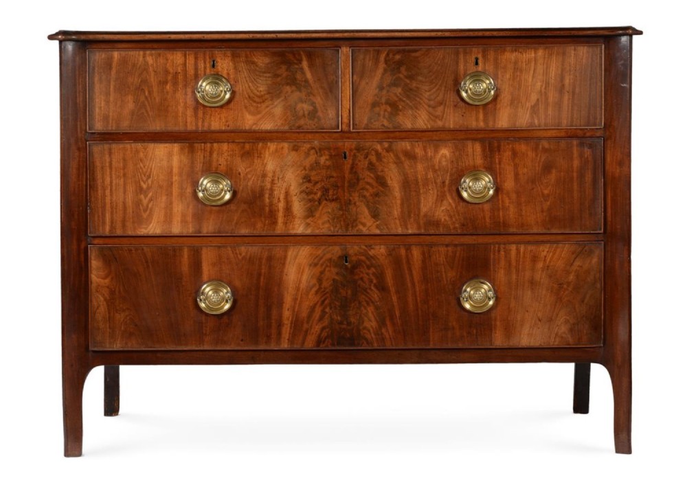 George III mahogany chest of drawers; unusual form with good large 'Country House' proportions