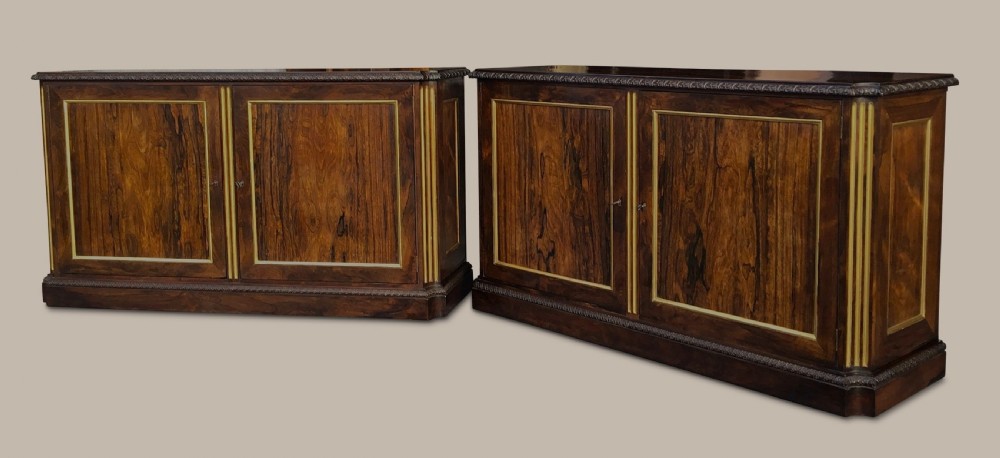 Exceptional Regency pair of Rosewood and parcel gilt Side Cabinets