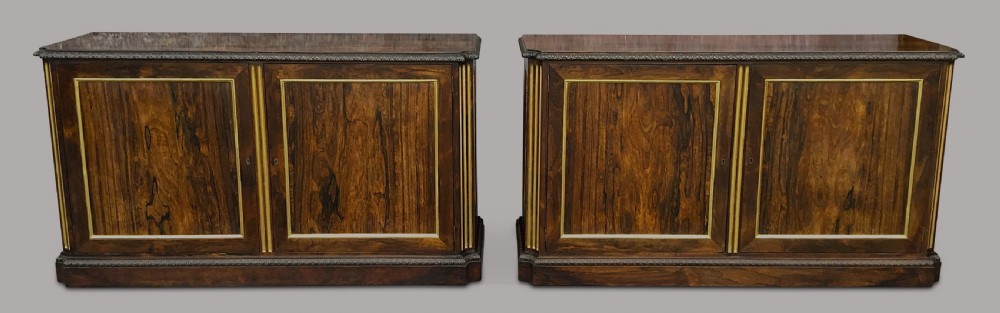 Exceptional Regency pair of Rosewood and parcel gilt Side Cabinets View IV