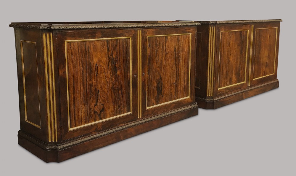 Exceptional Regency pair of Rosewood and parcel gilt Side Cabinets View VII