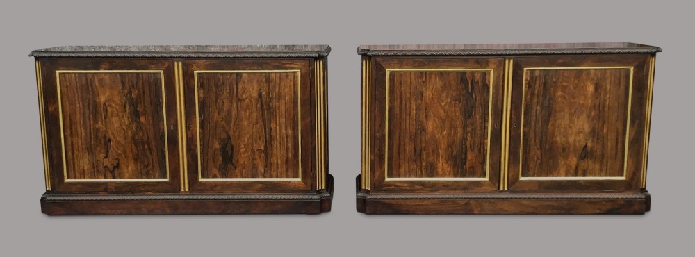 Exceptional Regency pair of Rosewood and parcel gilt Side Cabinets View VIII