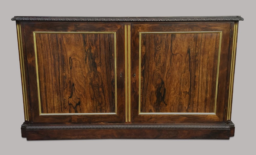 Exceptional Regency pair of Rosewood and parcel gilt Side Cabinets View IX