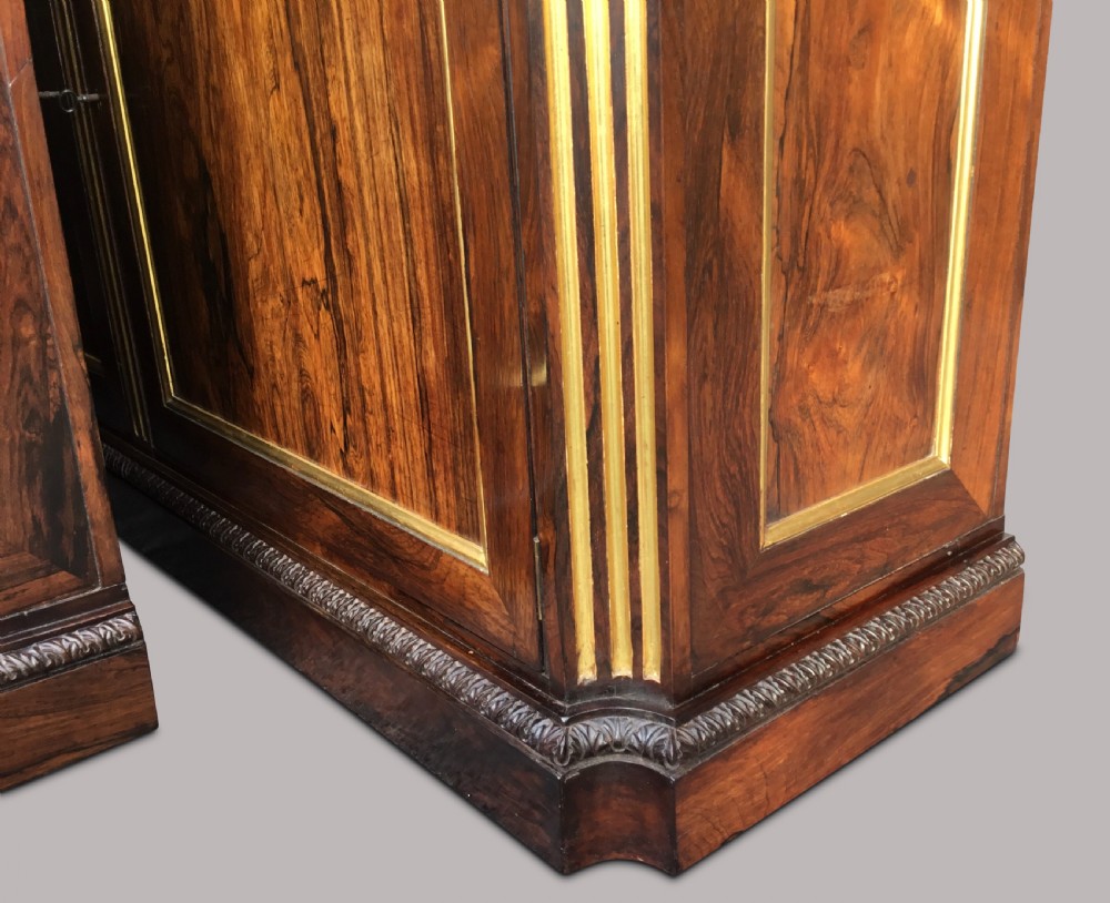Exceptional Regency pair of Rosewood and parcel gilt Side Cabinets View XII