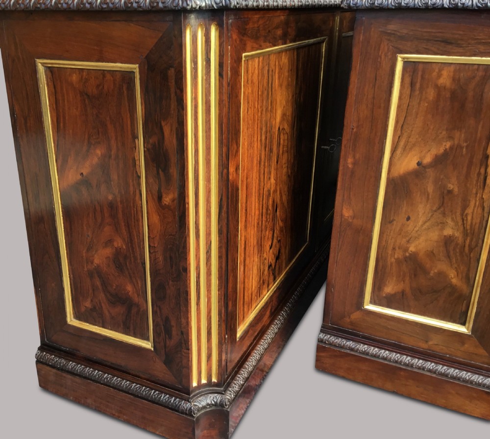 Exceptional Regency pair of Rosewood and parcel gilt Side Cabinets View XV