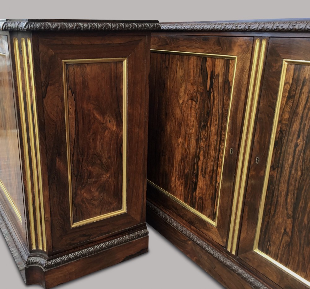 Exceptional Regency pair of Rosewood and parcel gilt Side Cabinets View XVII
