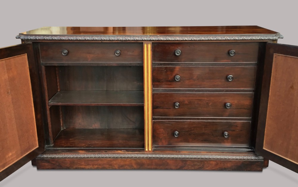 Exceptional Regency pair of Rosewood and parcel gilt Side Cabinets View XIX