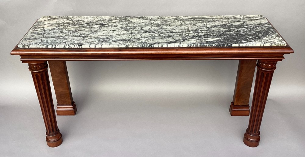 George IV mahogany marble top console side table; of unusual neo-classical form View V