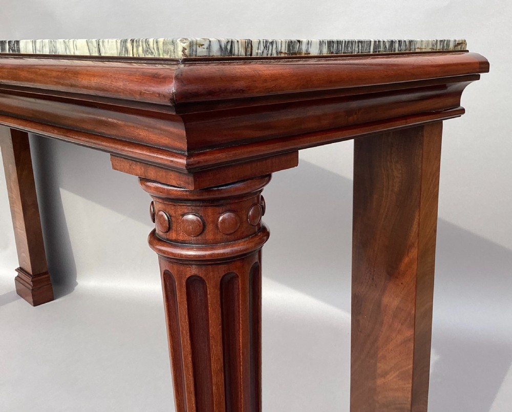 George IV mahogany marble top console side table; of unusual neo-classical form View XII