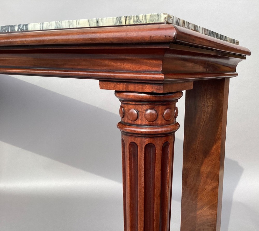 George IV mahogany marble top console side table; of unusual neo-classical form View XIII