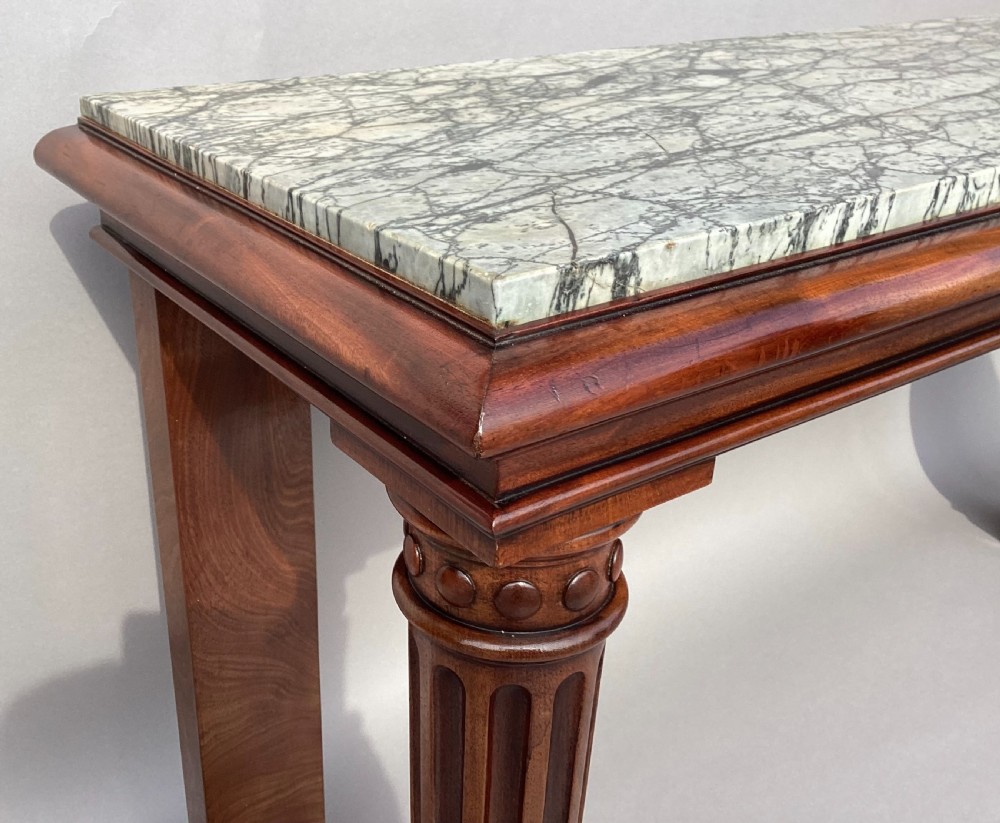 George IV mahogany marble top console side table; of unusual neo-classical form View XIV