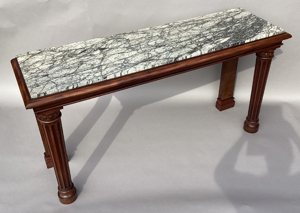 George IV mahogany marble top console side table; of unusual neo-classical form View XXI