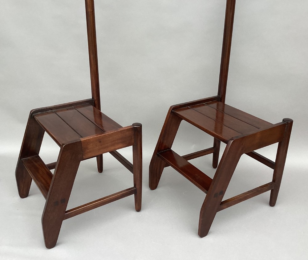 Early C20th pair of mahogany library steps of unusual form; Provenance 'London Library' View III