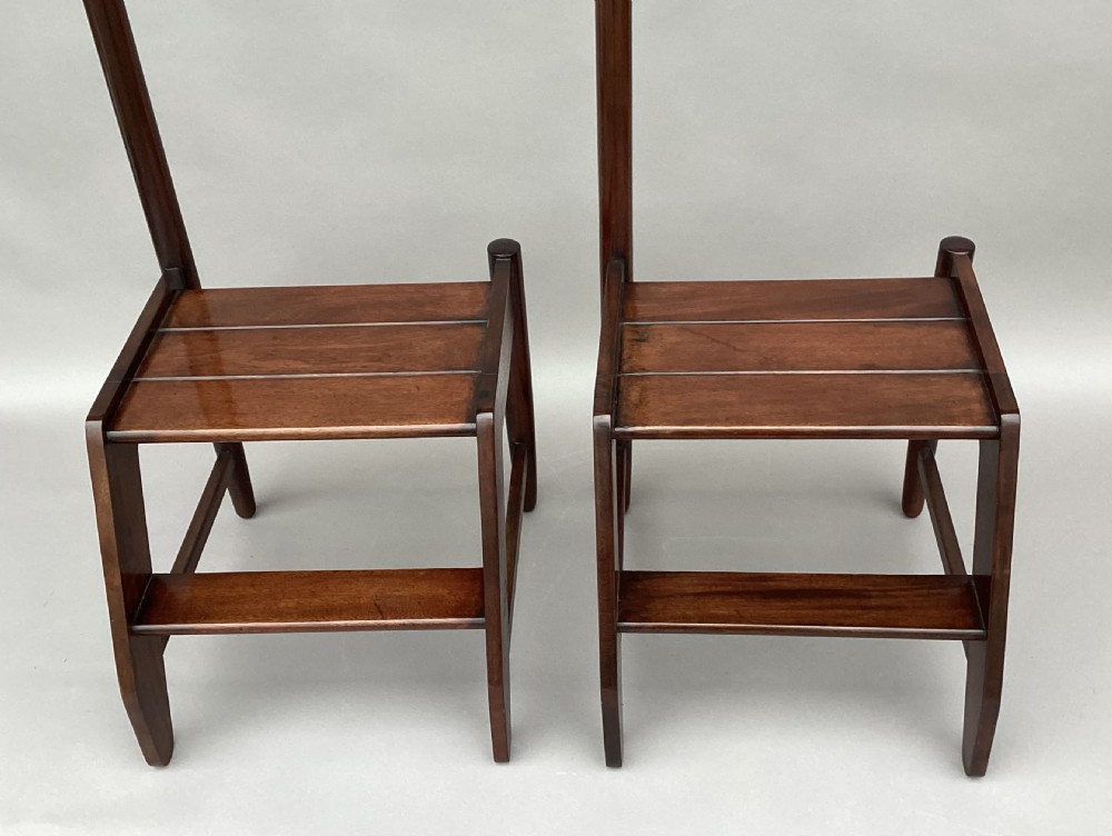 Early C20th pair of mahogany library steps of unusual form; Provenance 'London Library' View IX