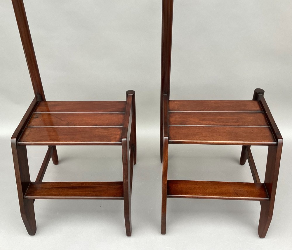 Early C20th pair of mahogany library steps of unusual form; Provenance 'London Library' View X