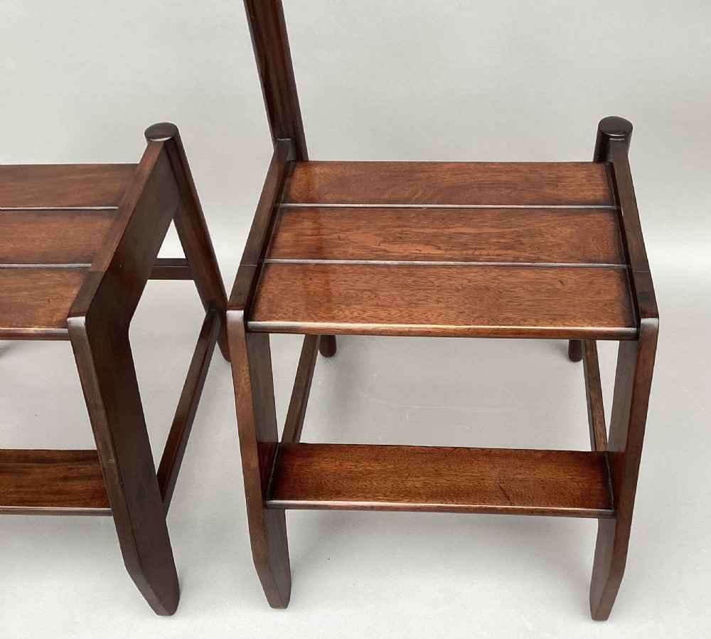 Early C20th pair of mahogany library steps of unusual form; Provenance 'London Library' View XI