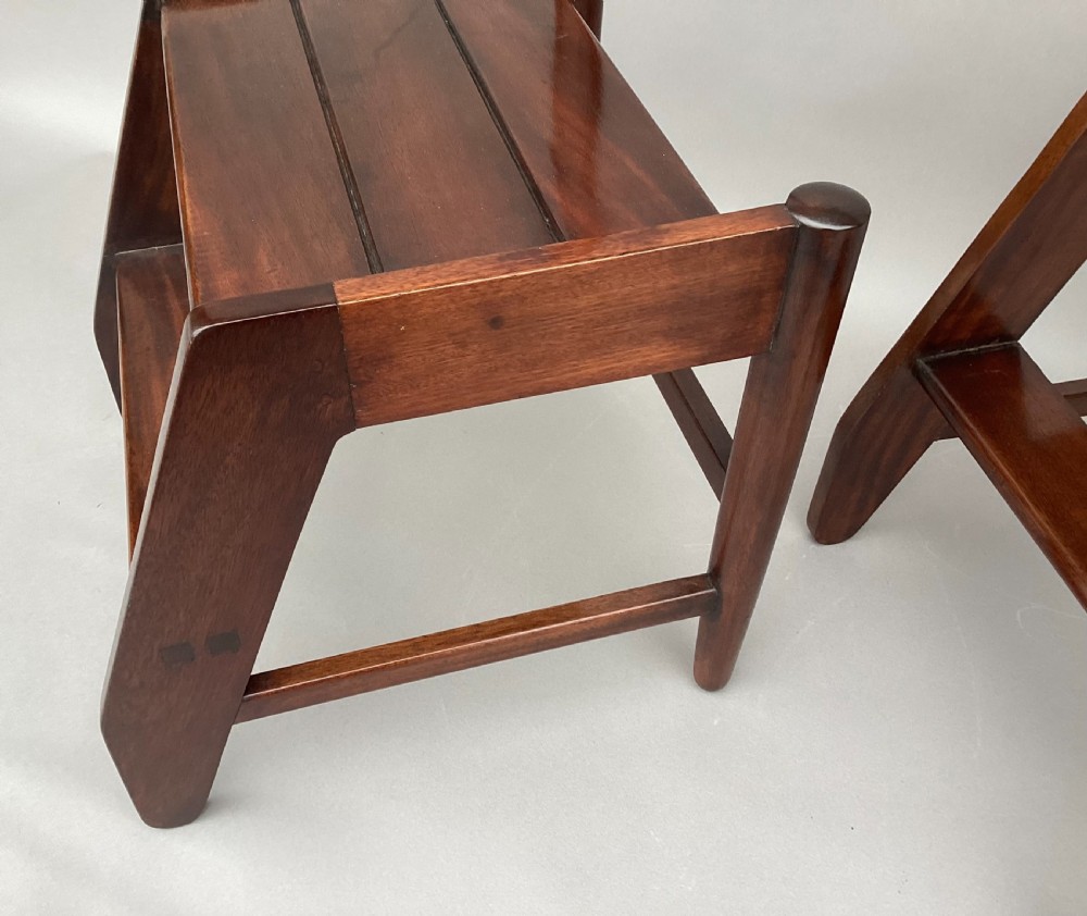 Early C20th pair of mahogany library steps of unusual form; Provenance 'London Library' View XIII