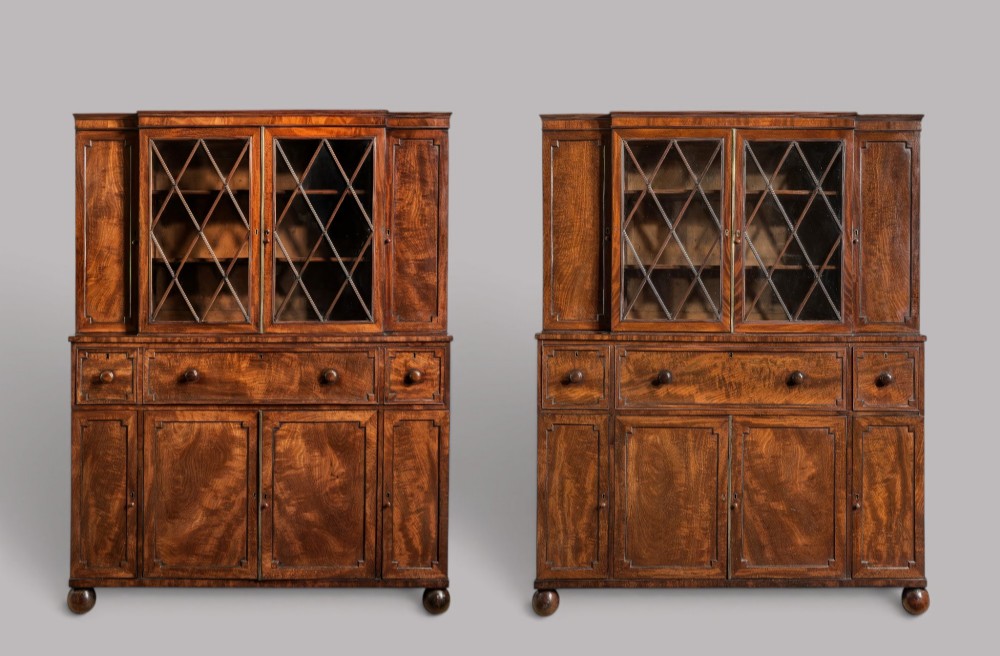 Rare pair of Regency mahogany library bookcases attributed to Gillows
