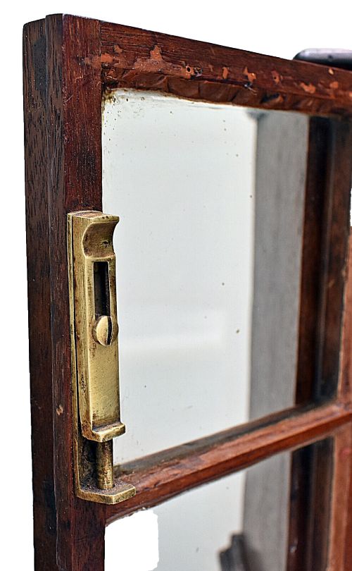 A dark mahogany Georgian apprentice chest of four drawers with a removable two-door glazed cabinet upper section. View XIII