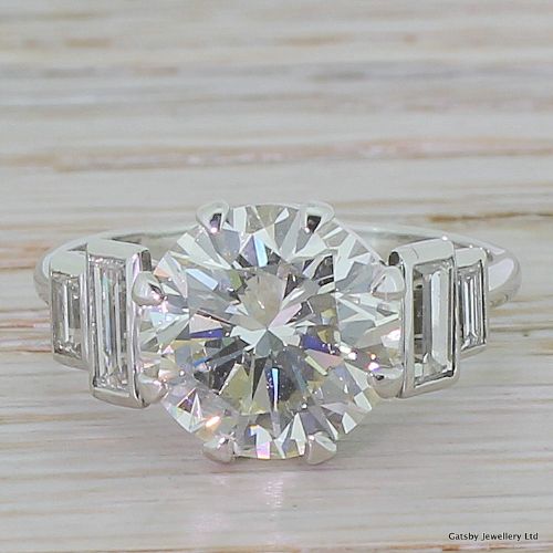 fig 1. KUTCHINSKY 4.00 Carat Transitional Cut Diamond Engagement Ring, dated 1947