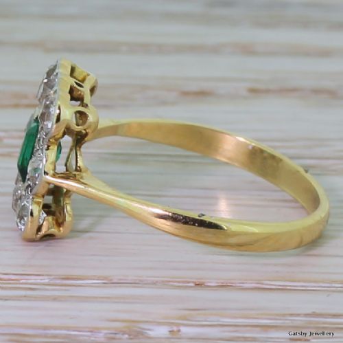 fig 2. Edwardian Emerald & Old Cut Diamond Cluster Ring, circa 1910