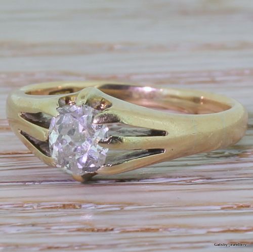 
Victorian 0.65 Carat Old Mine Cut "Gypsy" Ring, Circa 1890
