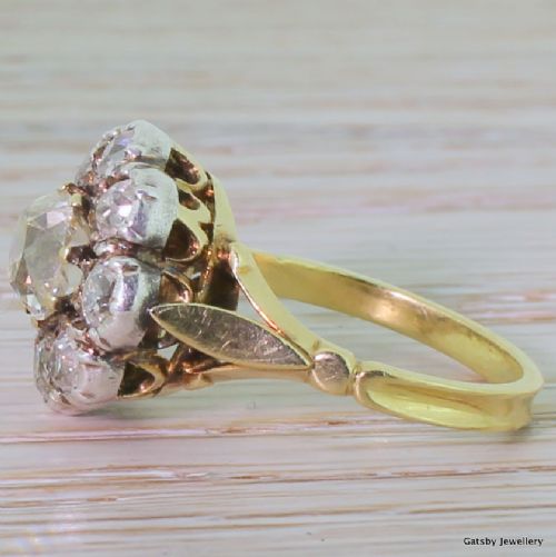 fig 2. Victorian 2.00 Carat Old Cut Diamond Cushion Cluster Ring, circa 1860