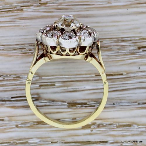 fig 3. Victorian 2.00 Carat Old Cut Diamond Cushion Cluster Ring, circa 1860