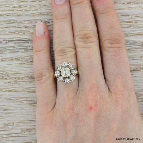 fig 4. Victorian 2.00 Carat Old Cut Diamond Cushion Cluster Ring, circa 1860
