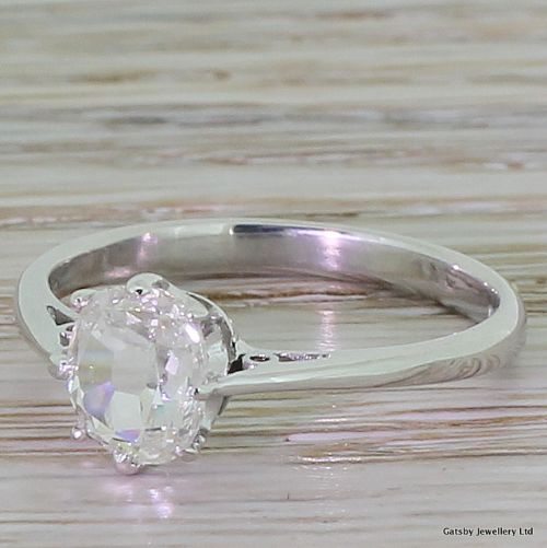 Georgian 1.17 Carat Old Oval Cut Diamond Engagement Ring, Circa 1810
