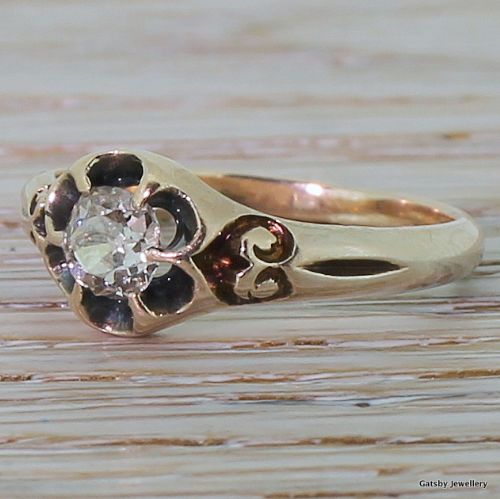 Georgian 0.50 Old Cut Diamond Solitaire Ring, Circa 1830
