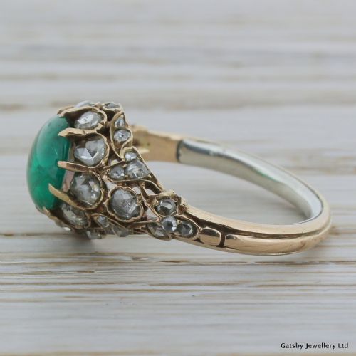 fig 2. Victorian Cabochon Emerald & Diamond Ring, French, circa 1870