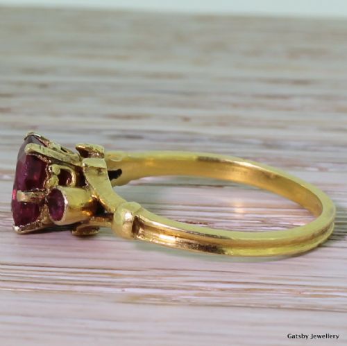 fig 2. Victorian 1.00 Carat Cushion Cut Ruby Ring, circa 1880