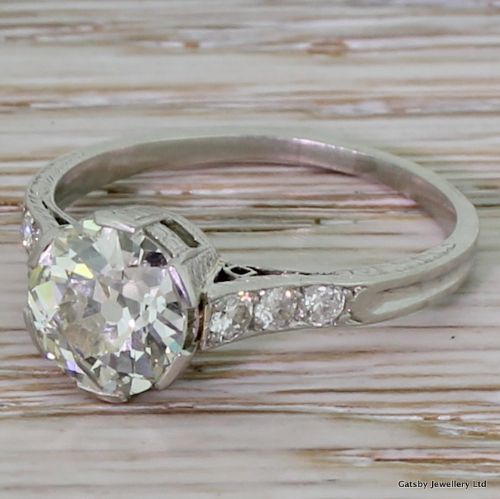 Art Deco 1.60 Old Cut Carat Diamond Engagement Ring, French, Circa 1930
