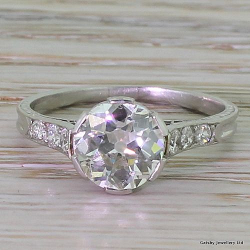 fig 1. Art Deco 1.60 Old Cut Carat Diamond Engagement Ring, French, circa 1930
