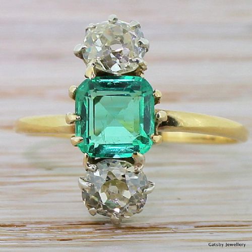 fig 1. Edwardian Colombian Emerald & Old Cut Diamond