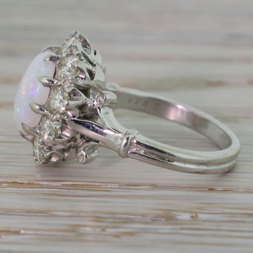 fig 2. Mid Century White Opal & Diamond Flower Cluster, circa 1960