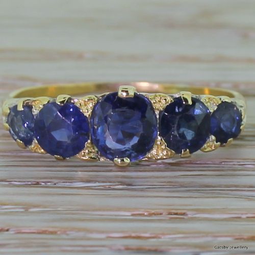 fig 1. Victorian Sapphire Five Stone Ring, circa 1900