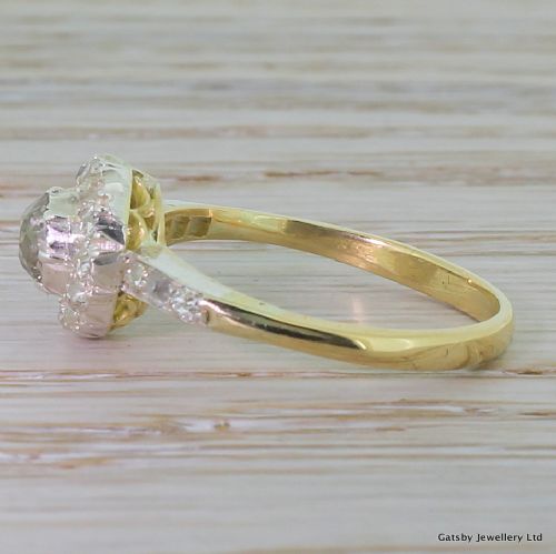 fig 2. Art Deco 0.69 Carat Old Cut Diamond Cluster Engagement Ring, circa 1925