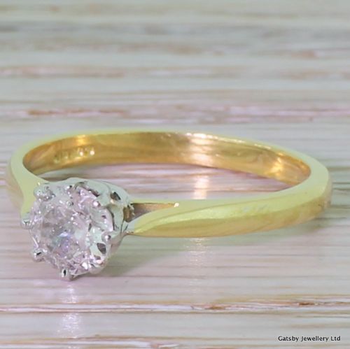 Victorian 0.55 Carat Old Cut Diamond Engagement Ring, Circa 1900
