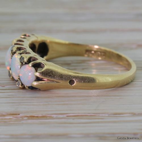 fig 2. Victorian Opal Five Stone & Diamond Ring, circa 1890