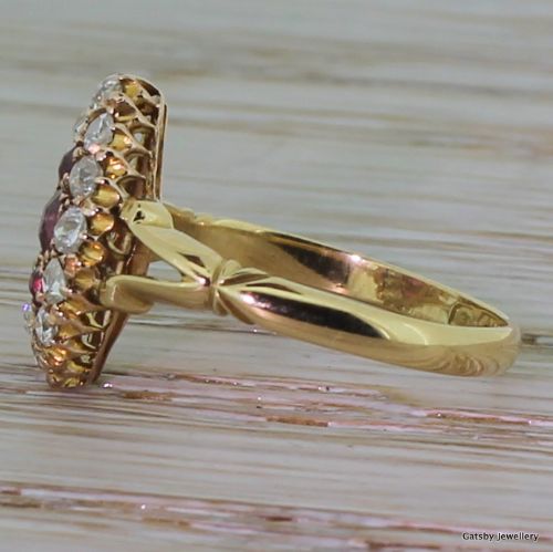 fig 2. Victorian Ruby & Diamond Marquise Shape Cluster Ring, dated 1893