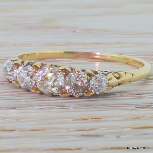 Victorian Old Cut Diamond Five Stone Ring, Circa 1880
