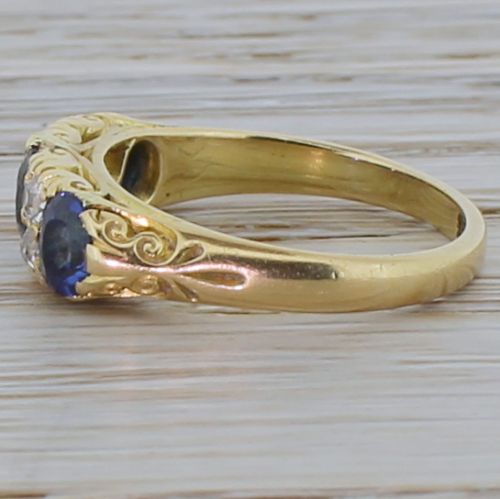 fig 2. Victorian 1.35 Carat Sapphire Trilogy & Diamond Ring, dated 1901