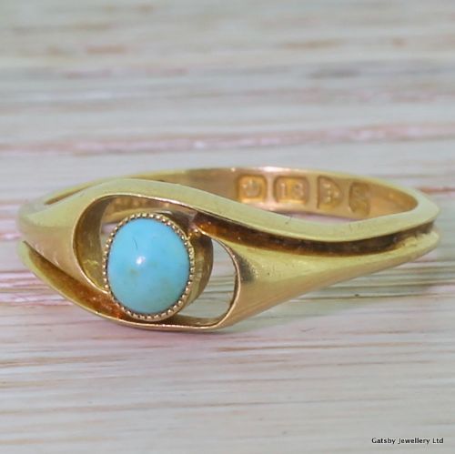 Edwardian Turquise Floating Twist Ring, Chester 1910
