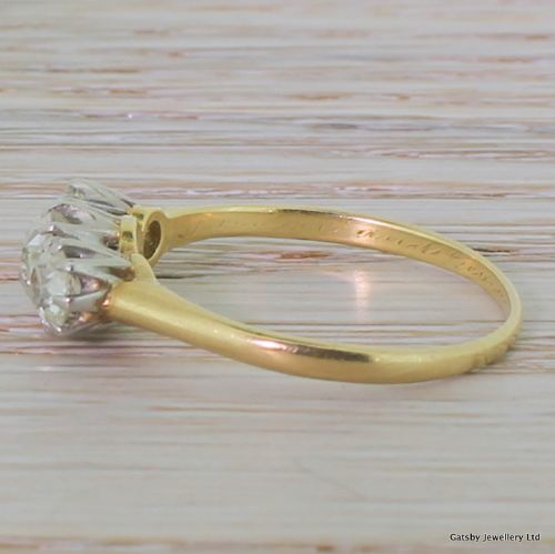 fig 2. Art Deco 1.30 Carat Old Cut Diamond Trilogy Ring, circa 1930